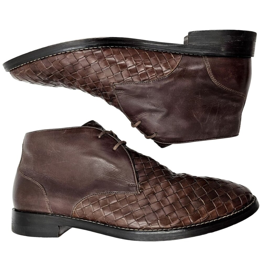 Cole Haan Cambridge Brown Woven Leather Chukka Boots Mens 8.5M Dress Shoes Ankle - Picture 4 of 16